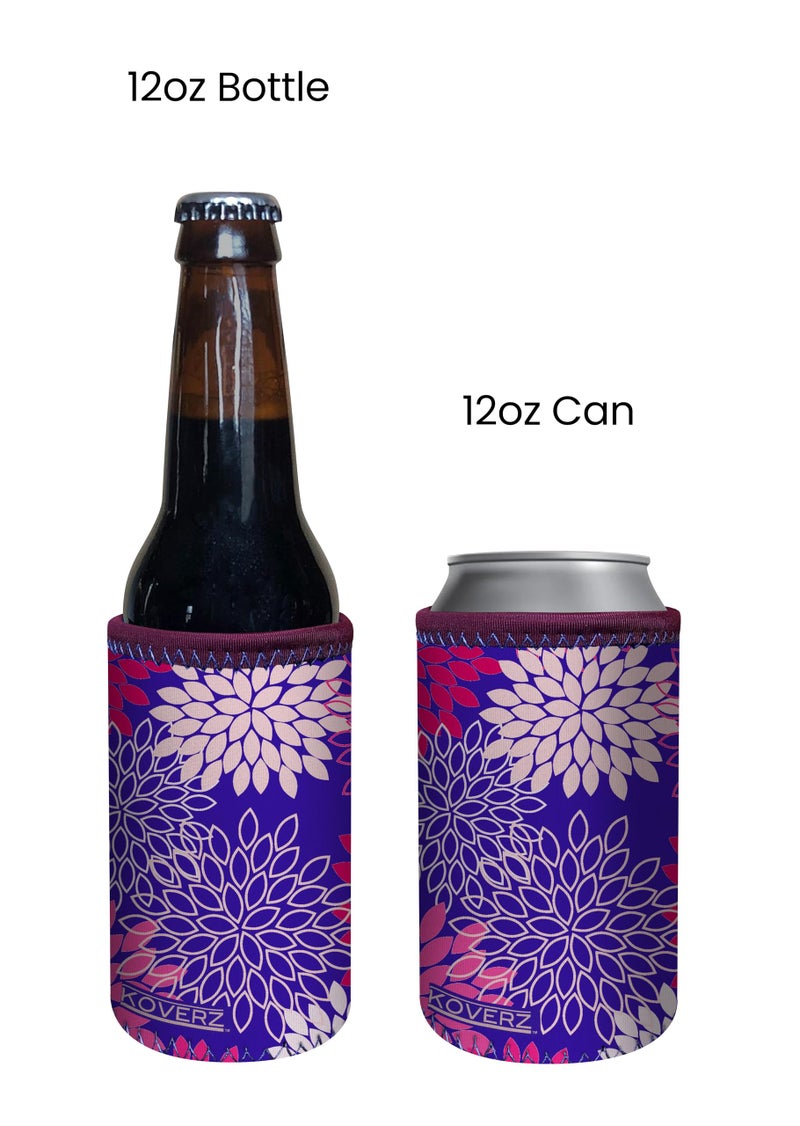 Koverz Can/Bottle Sleeve, Neoprene Insulated Bottle Sleeve, Fits 8-12 Oz. Can/Bottle, Washable and Reusable, Can/Bottle Accessories, Small Size, Violet Whimsy - Image 2